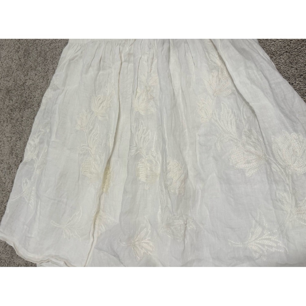 Sundance Sleeveless 100% Linen Embroidered Dress Womens 10 Ivory - Picture 5 of 7